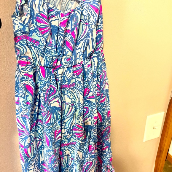 Lilly Pulitzer Target Girls Blue Pink Patterned Maxi Dress Tie Back - girls 4/5 - Picture 1 of 3